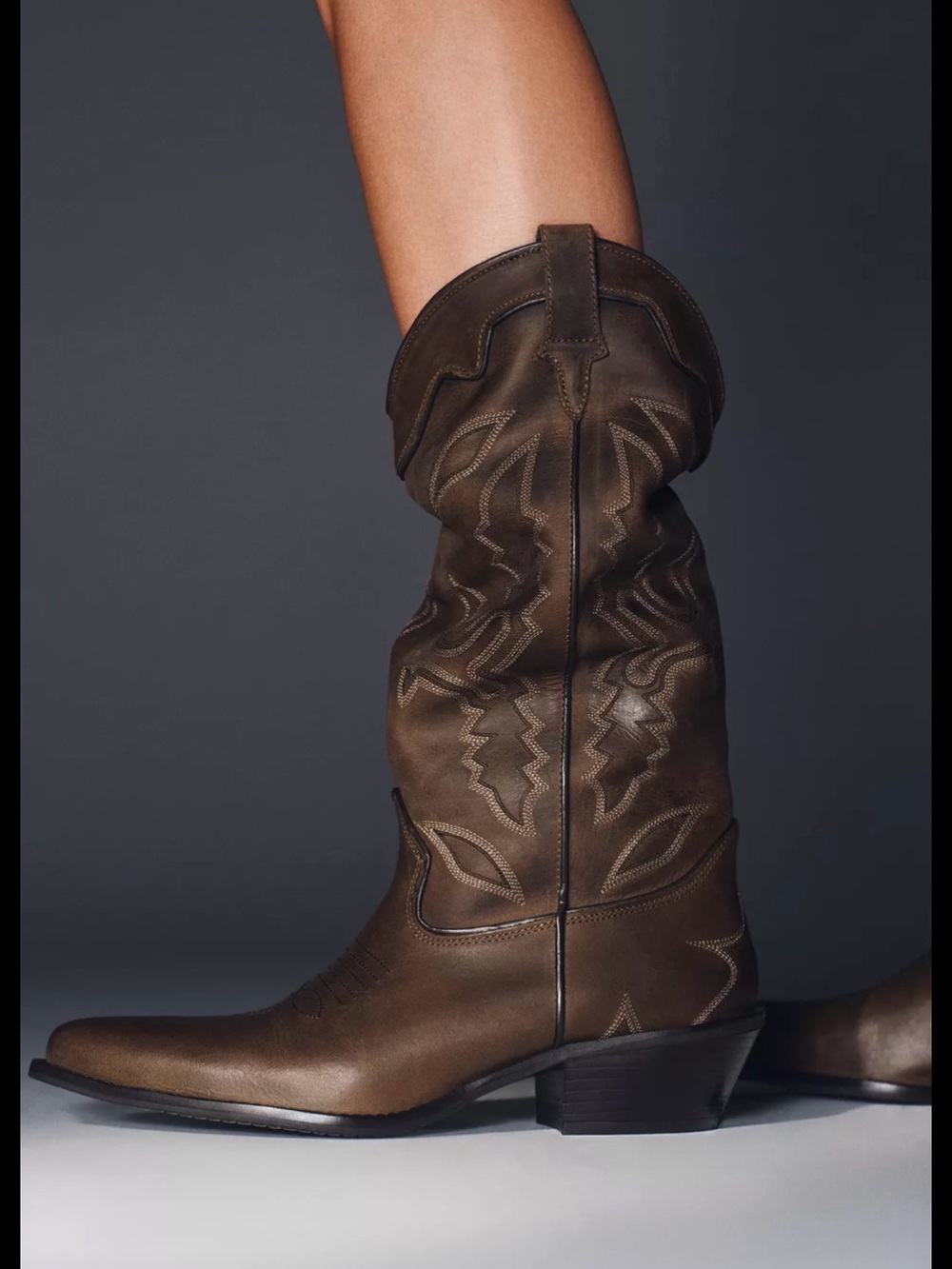 🔥🔥Zara  Brown Western Cowgirl Boots